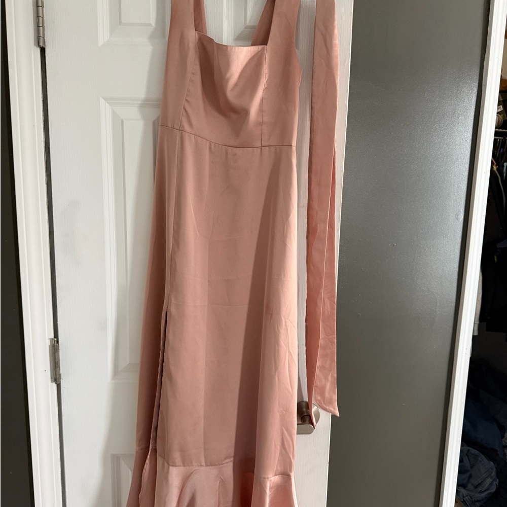 Show me your mumu Claire midi dress rose gold luxe satin